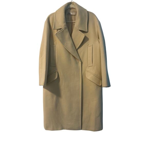 Zara stunning Oversized cream Coat Pockets M Christmas winter coat like new - Picture 11 of 16